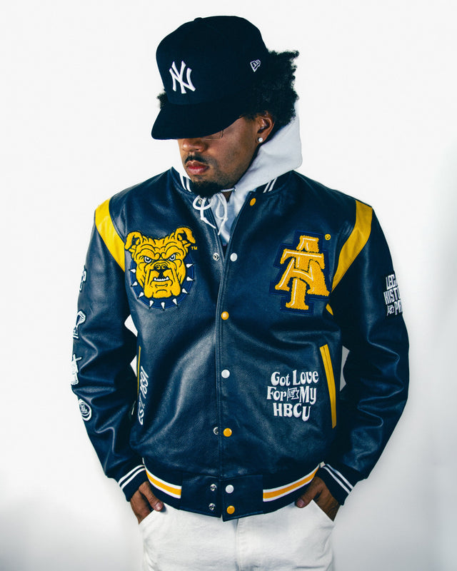 {LHP 1of1} NC A&T Leather Varsity Jacket